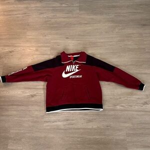 Nike Burgundy and White Zip-Up Jacket